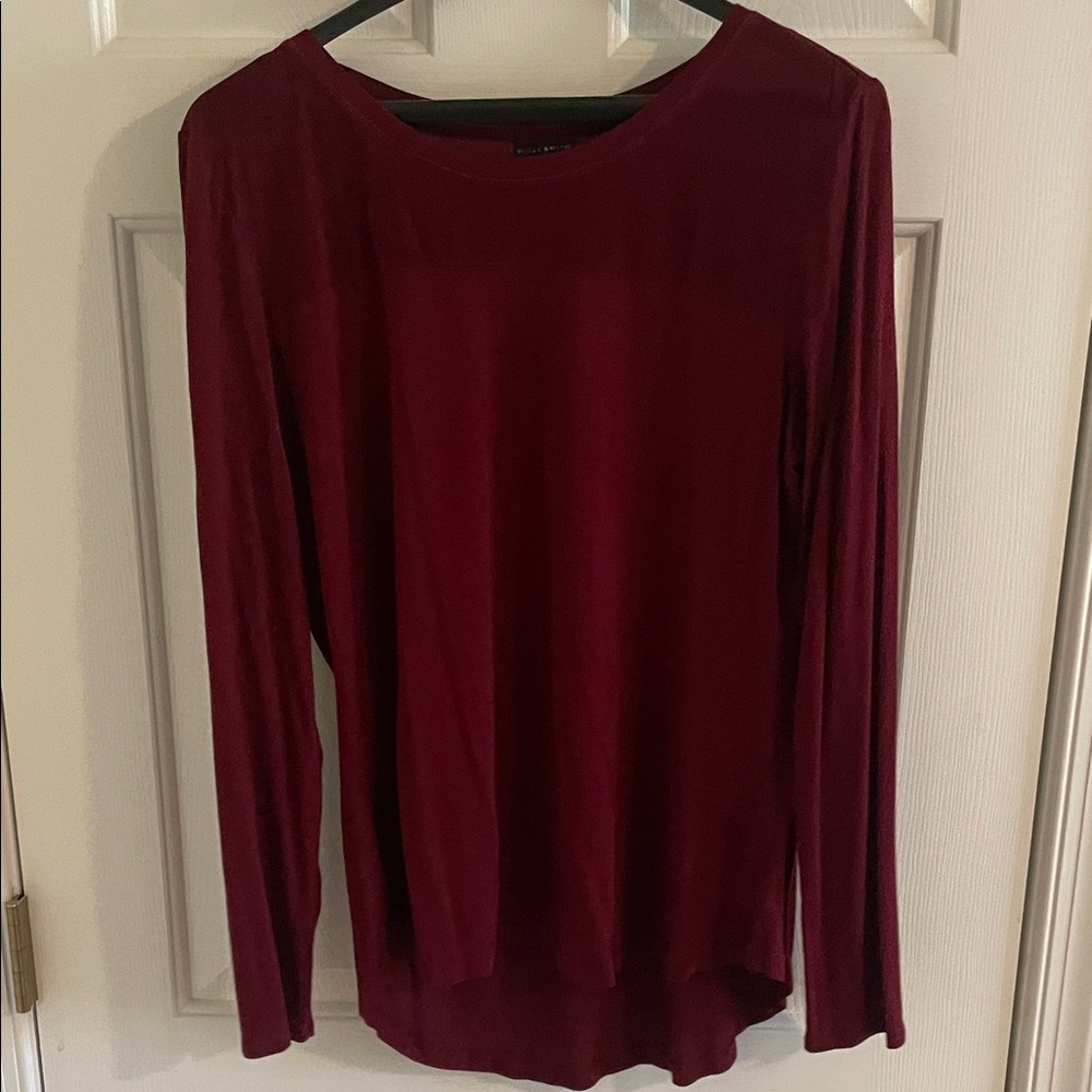 Willi Smith Deep Red Long Sleeve Top